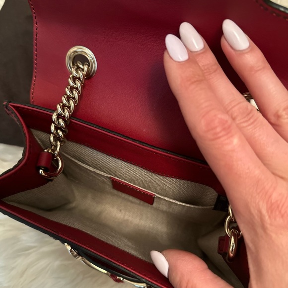 Gucci Red Emily Chain Flap Bag Leather Mini - Picture 6 of 6